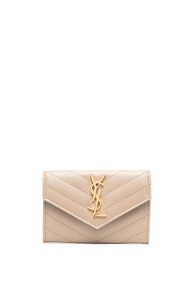 Beige leather small Monogram envelope wallet Saint Laurent | 414404BOW012721